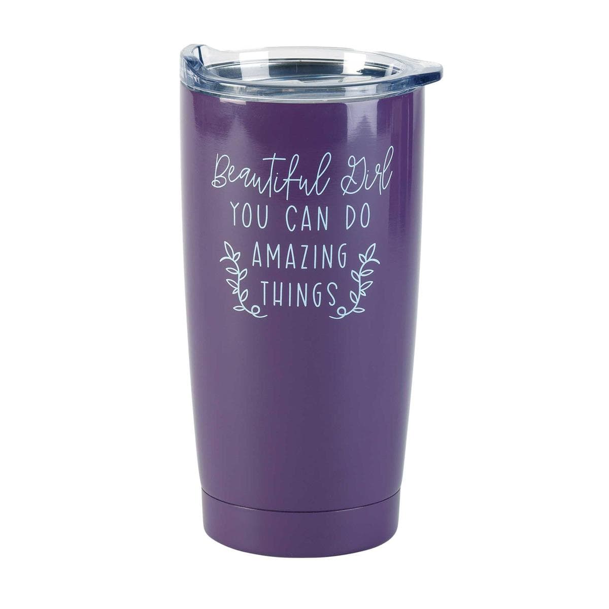 BEAUTIFUL GIRL YOU CAN PURPLE STAINLESS STEEL TRAVEL MUG