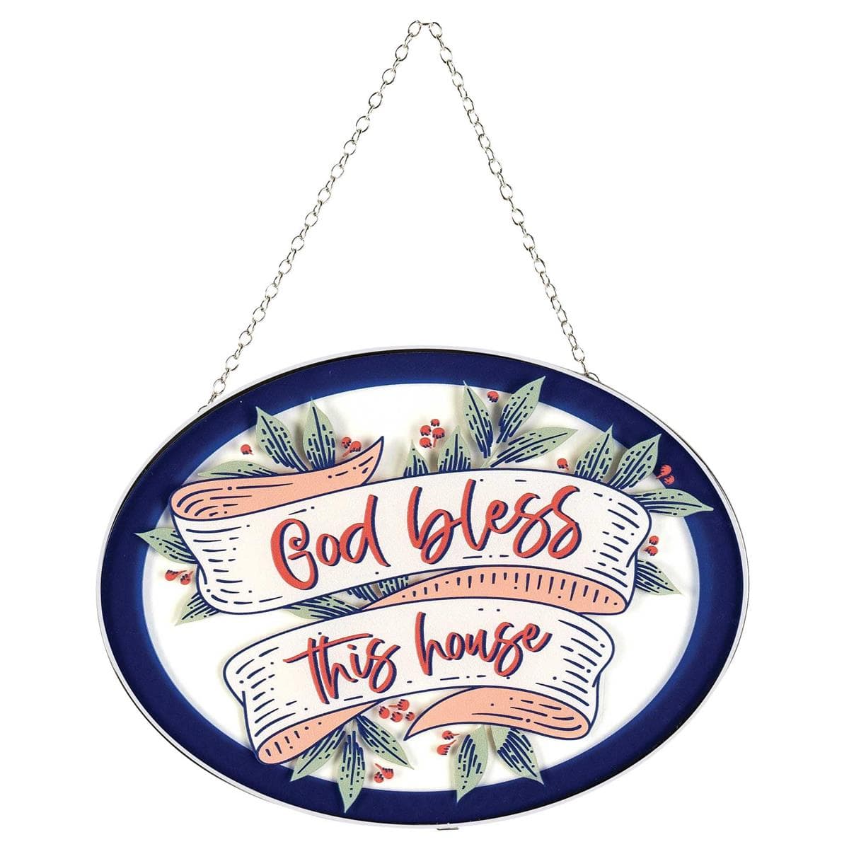 GOD BLESS THIS HOUSE 9IN OVAL SUNCATCHER