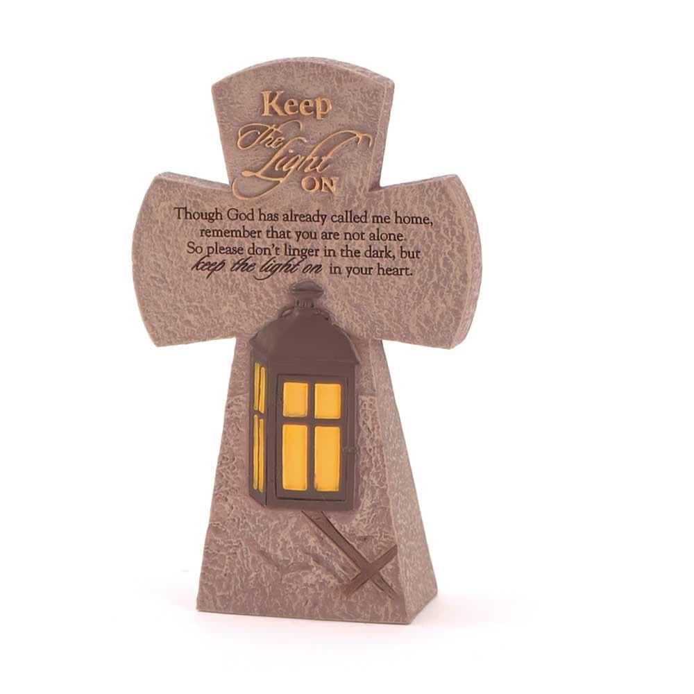 KEEP THE LIGHT ON TABLETOP CROSS