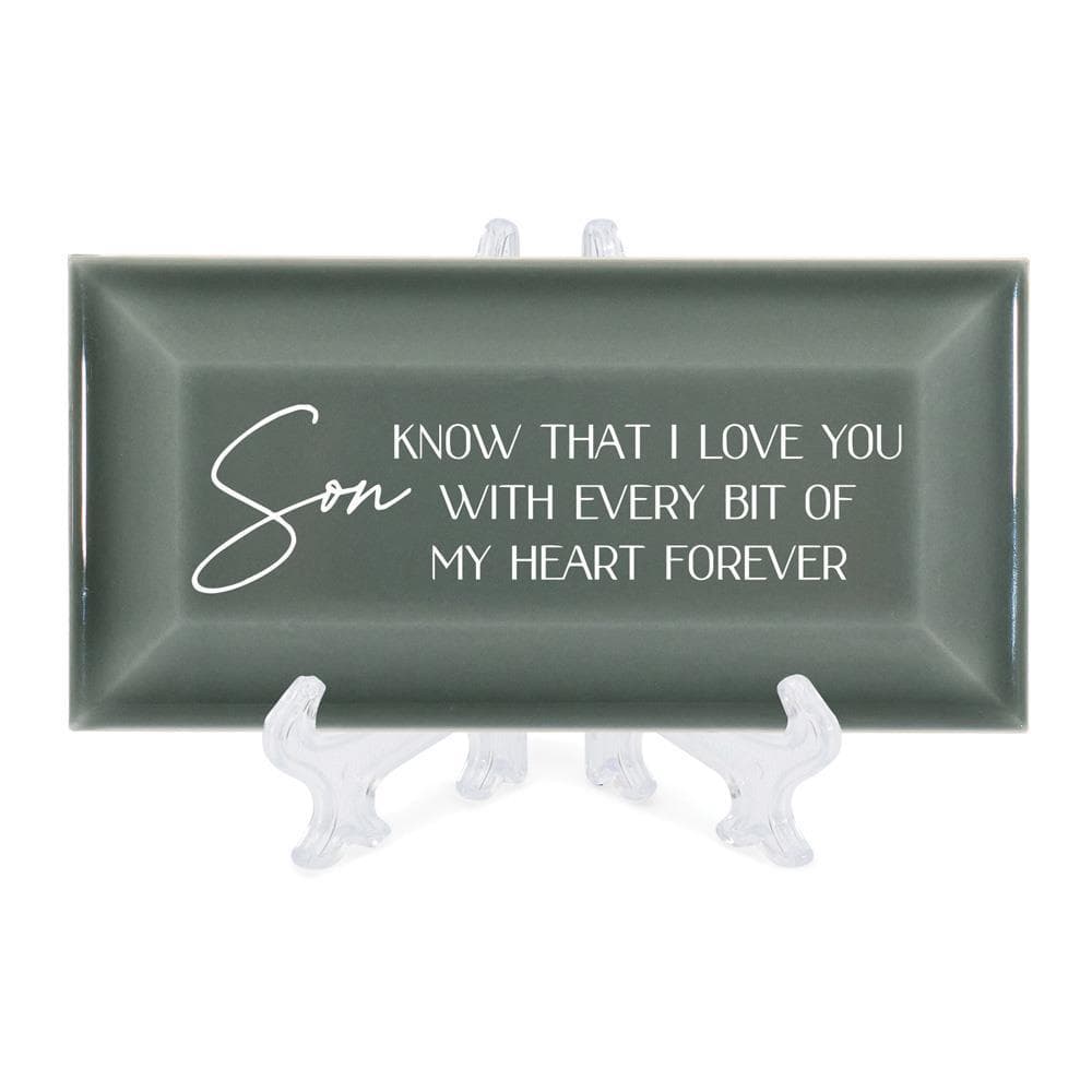 SON KNOW THAT I LOVE GREY TILE TABLETOP PLAQUE
