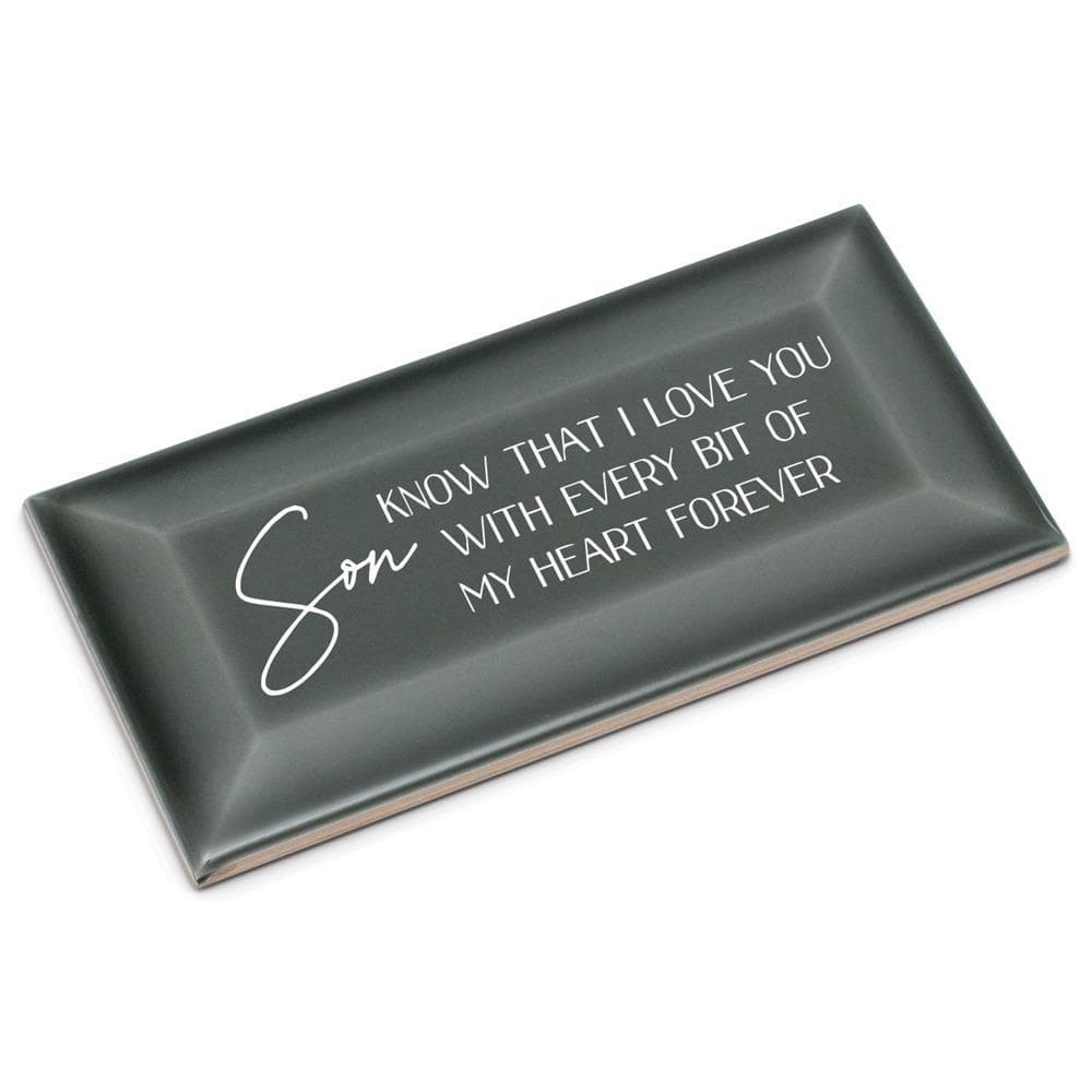 SON KNOW THAT I LOVE GREY TILE TABLETOP PLAQUE, picture 3