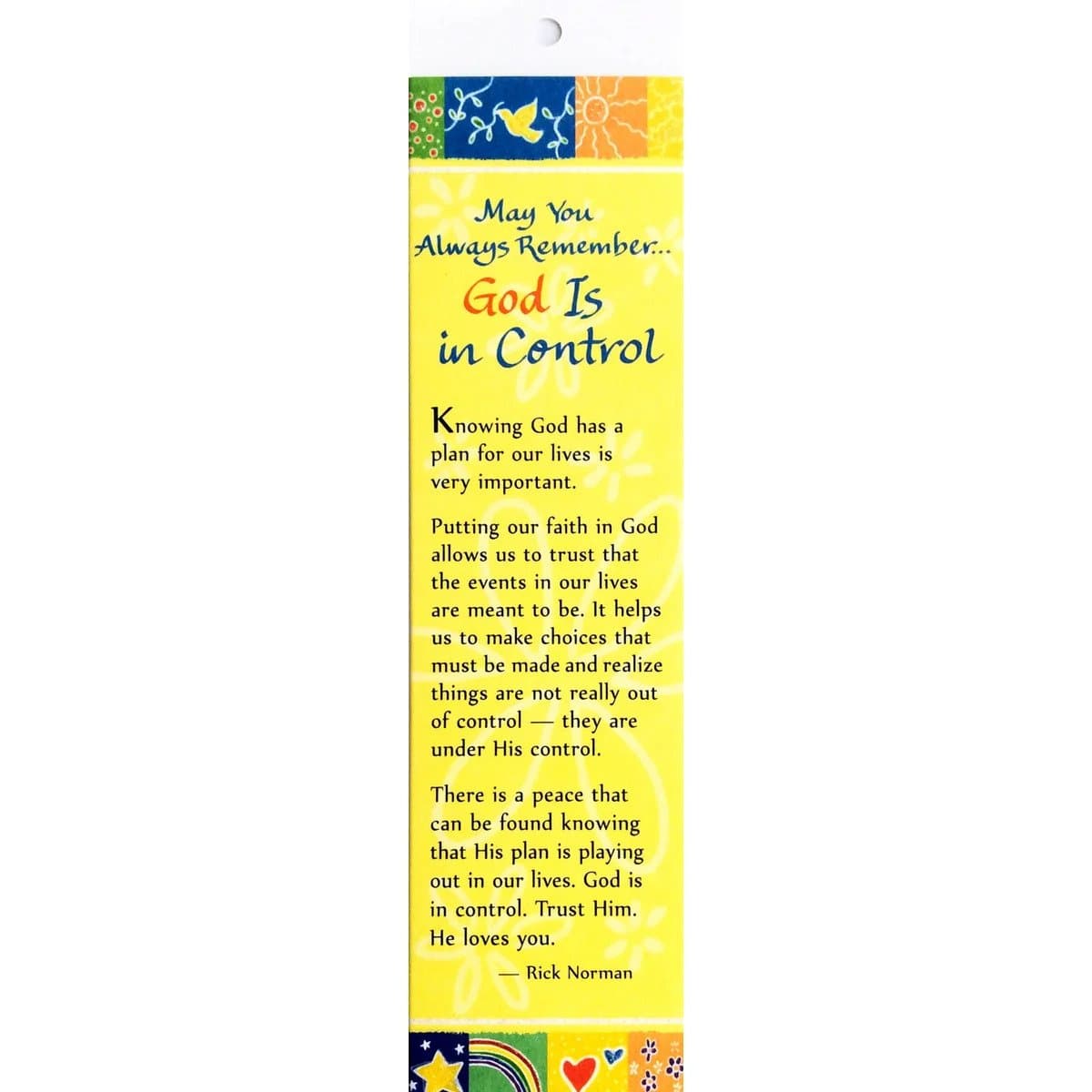 May You Always Remember... God Is In Control Blue Mountain Arts Bookmark