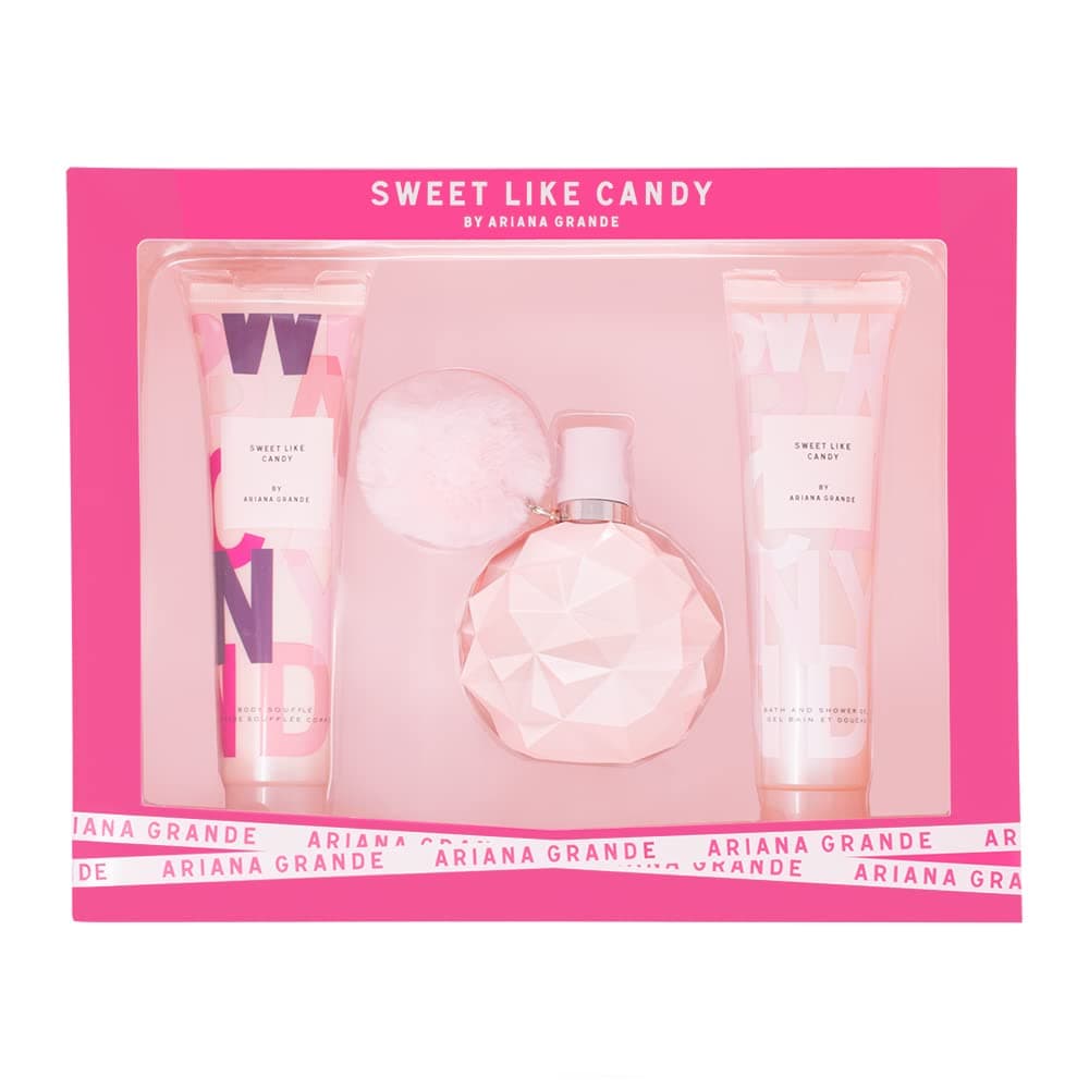 Ariana Grande Sweet Like Candy By Ariana Grande 3 Piece Gift Set - 3.4 Oz Eau De Parfum Spray, 3.4 Oz Body Souffle, 3.4