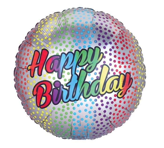 18" BIRTHDAY RAINBOW DOTS SATIN LUXE