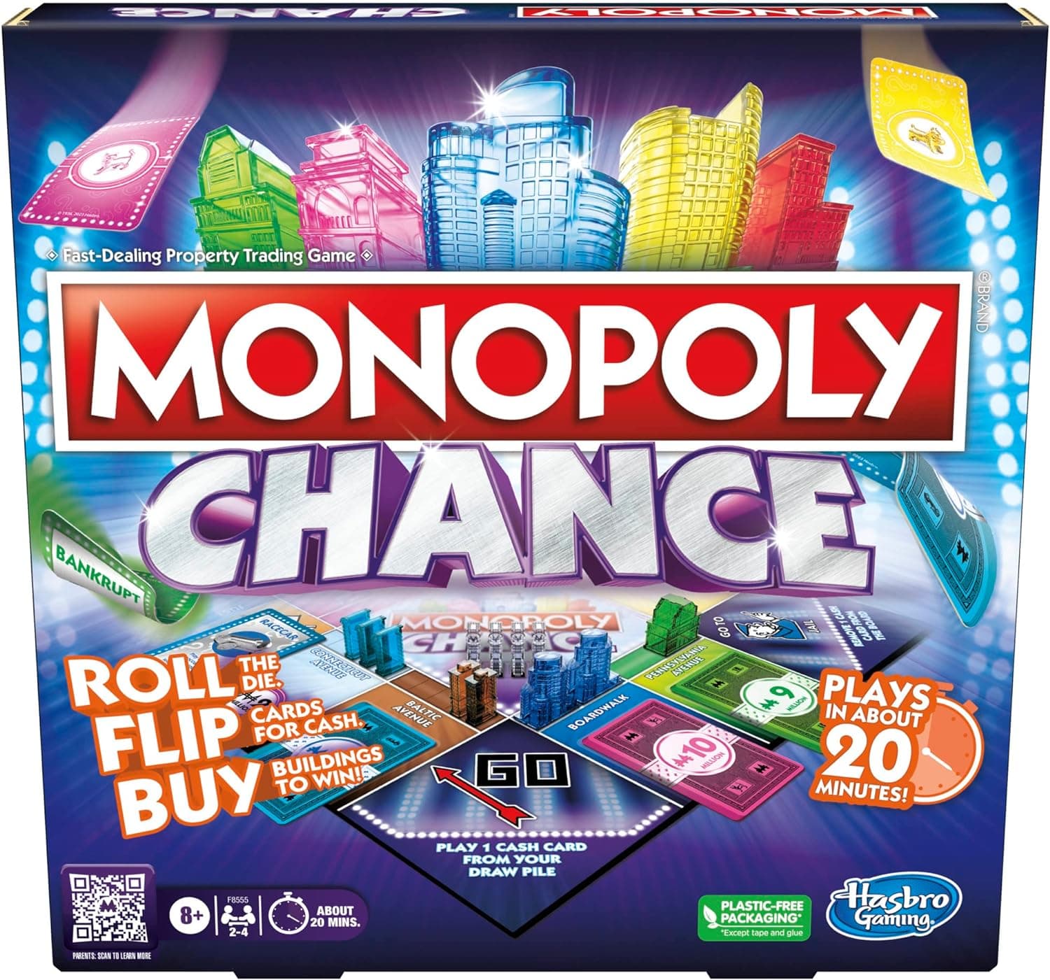 Hasbro Gaming Monopoly Chance Board Game for Adults and Kids | Fast-Paced Family Party Game | Ages 8+ | 2-4 Players