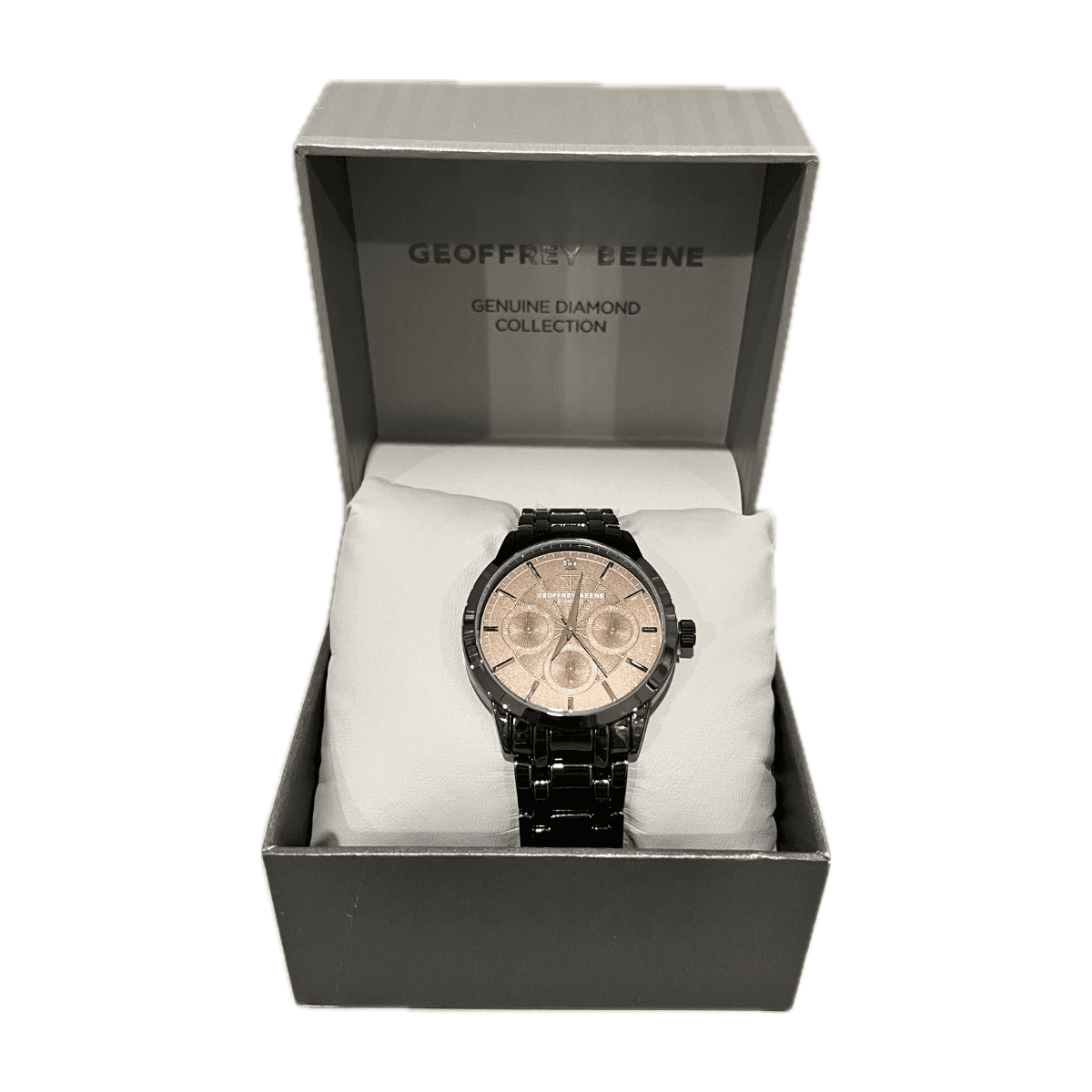 Geoffrey Beene Stainless Steel Metal Band Genuine Diamond Collection Watch
