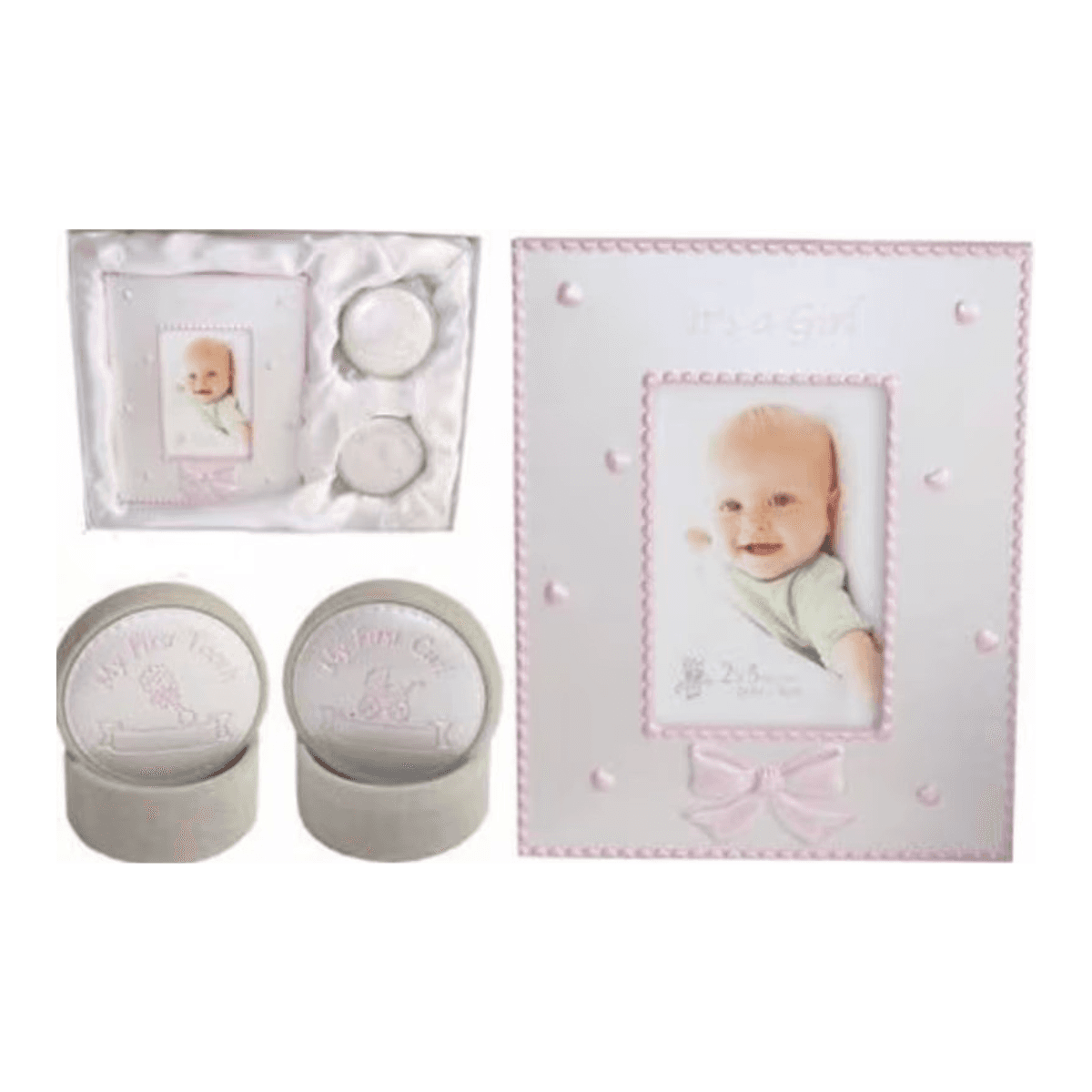 Its A Girl Frame My First Curl Tooth Gift Set New Baby Pink Picture Keepsake