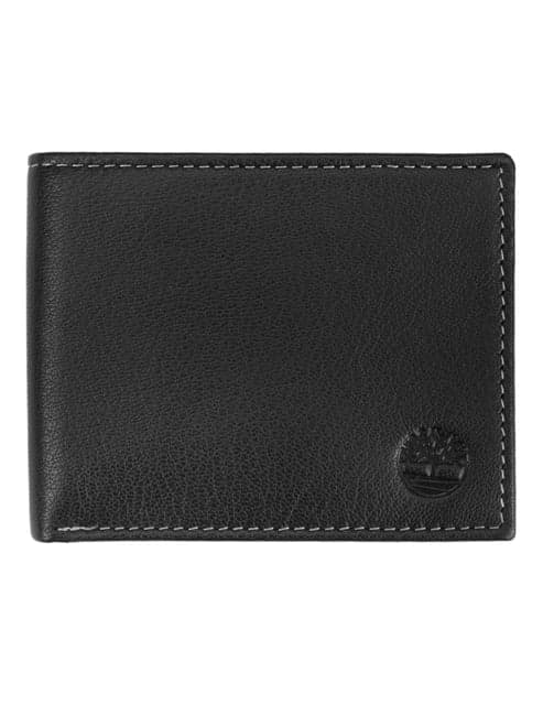 Timberland Men's Premium Bifold Genuine Leather Passcase Wallet (Black)