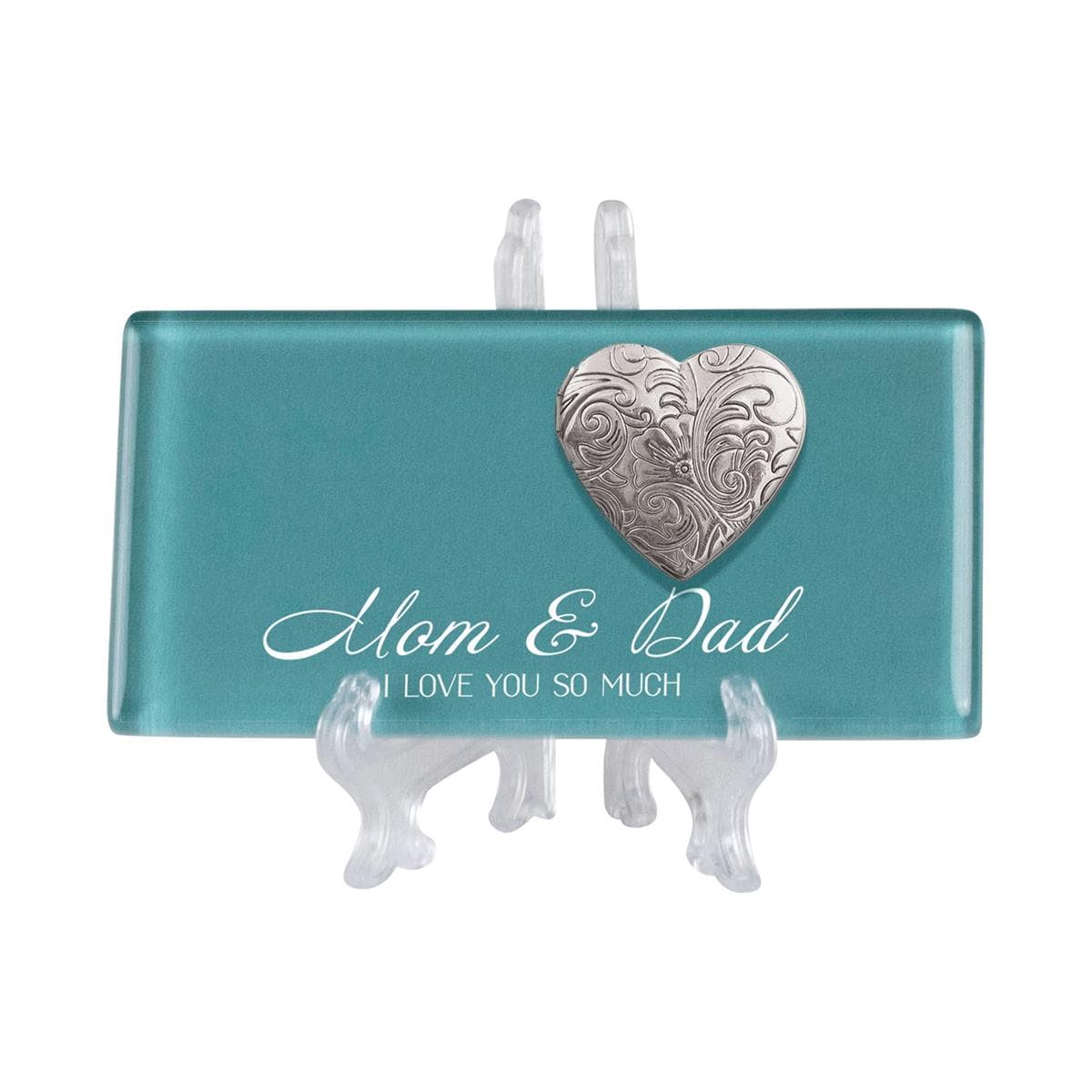 TABLETOP TILE MOM & DAD TEAL W/LOCKET