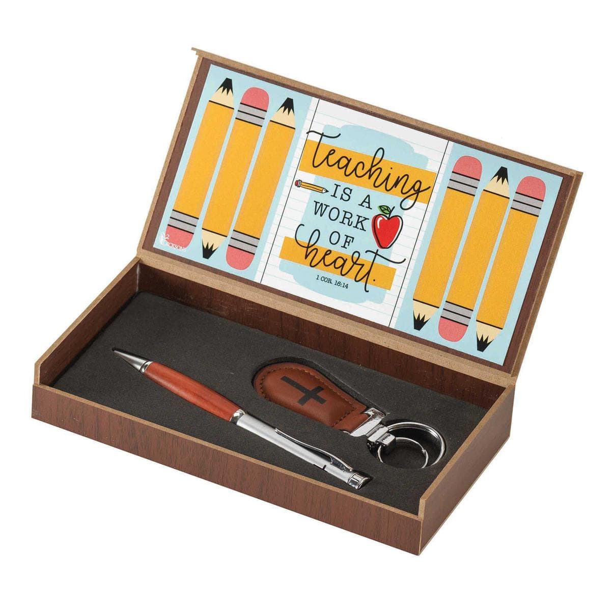 TEACHER PEN/KEYRING W/CROSS SET