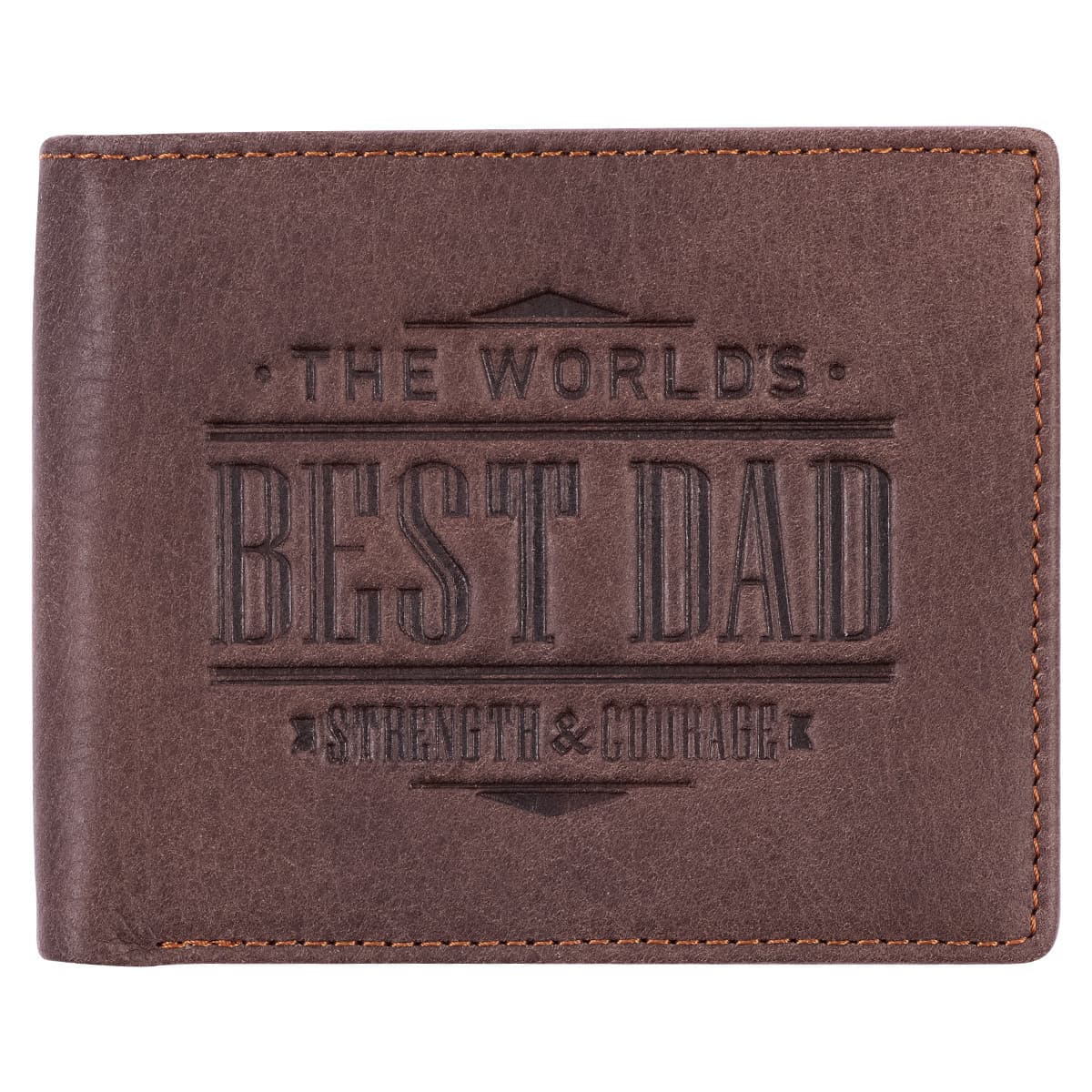 The World's Best Dad - Joshua 1:9 Brown Genuine Leather Wallet