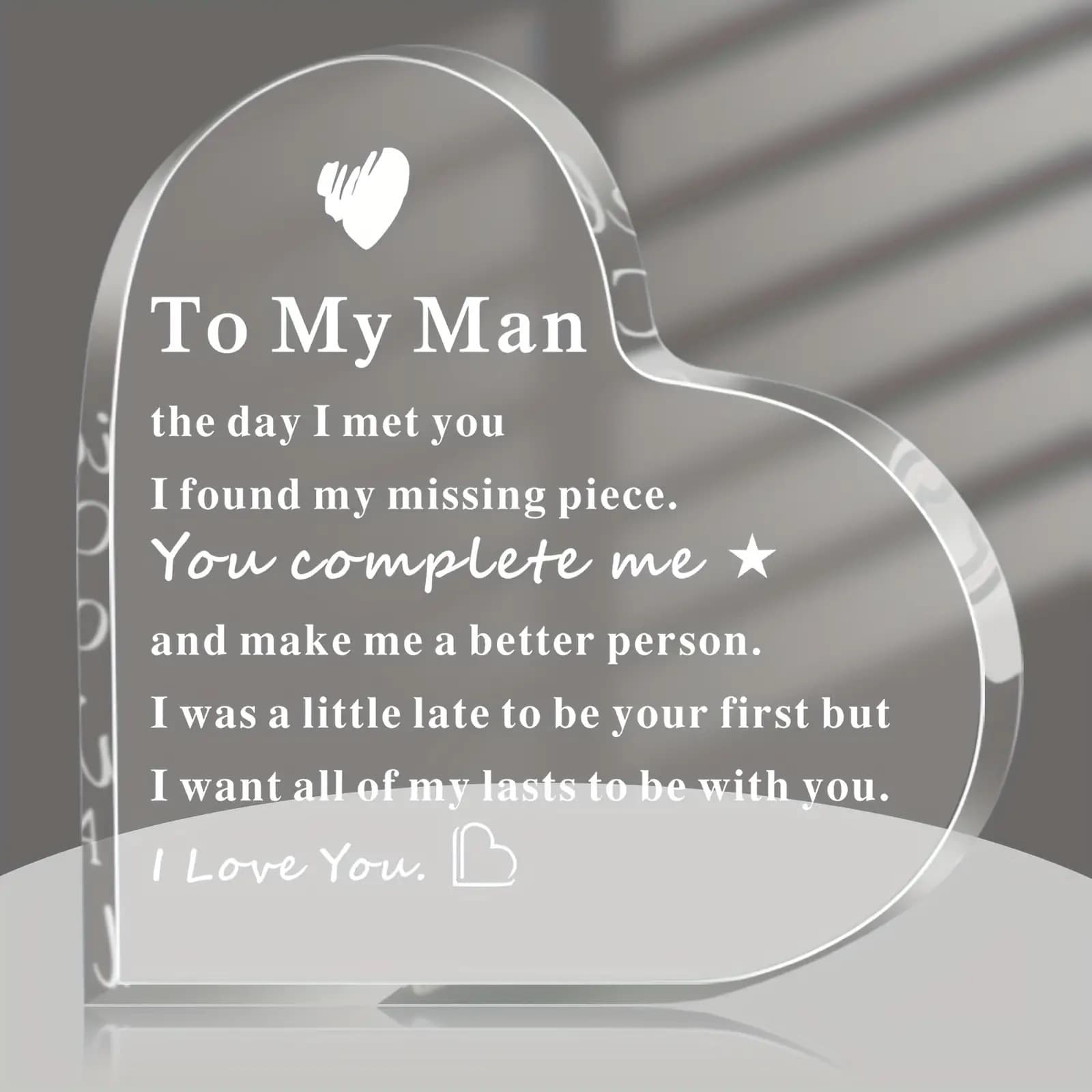 For My Man Acrylic Heart Plaque