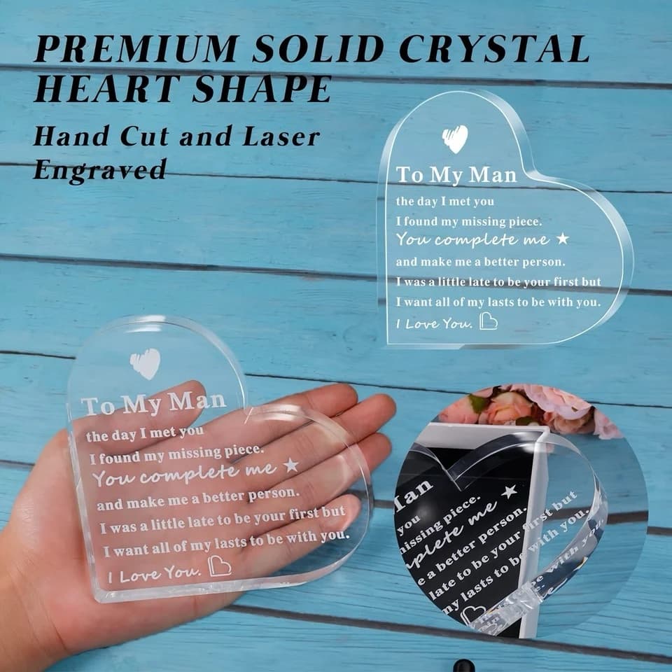 For My Man Acrylic Heart Plaque, picture 2