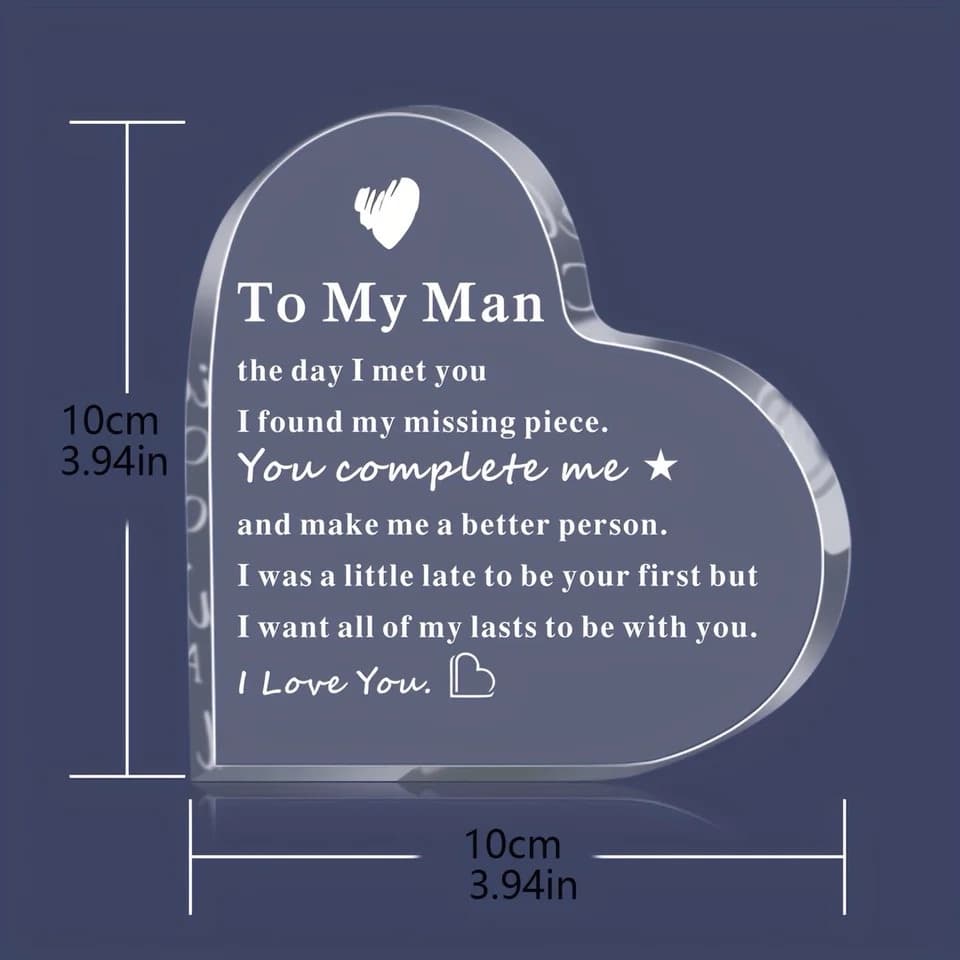 For My Man Acrylic Heart Plaque, picture 3