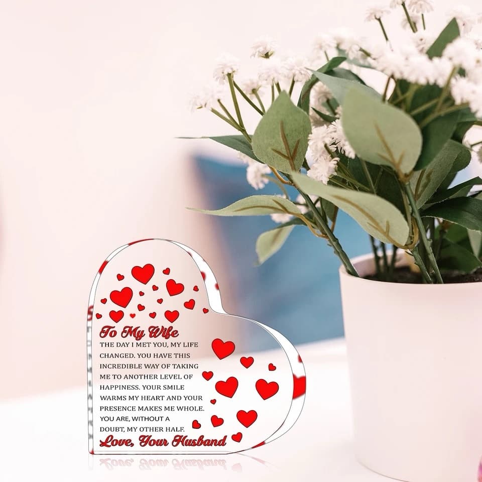 To My Wife from Husband Heart Shaped Acrylic Plaque, picture 4