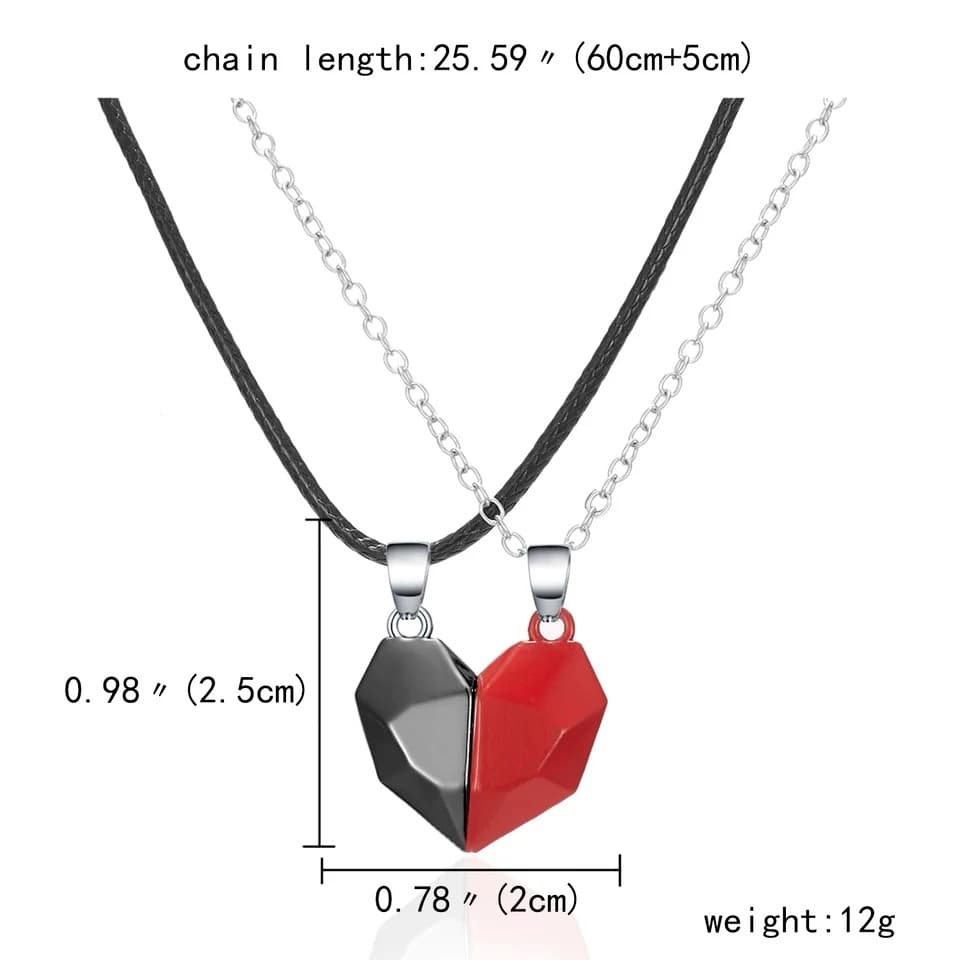 2Pcs Magnetic Heart Couple Necklace, picture 2