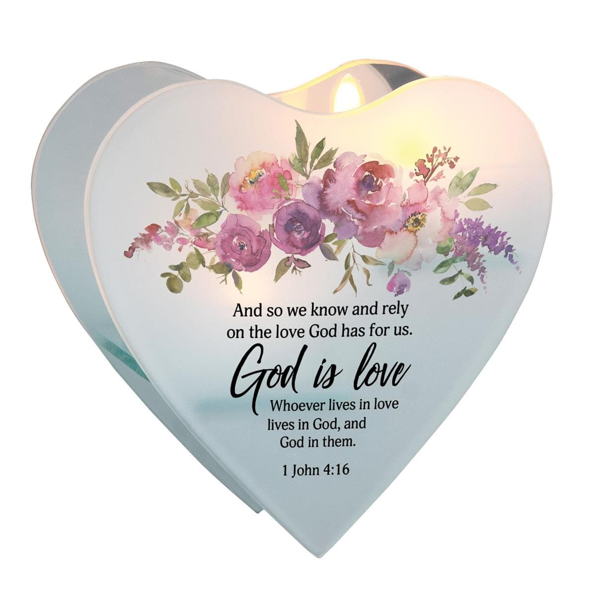 WE KNOW 1JOHN 4:16 GLASS WALL TEALIGHT