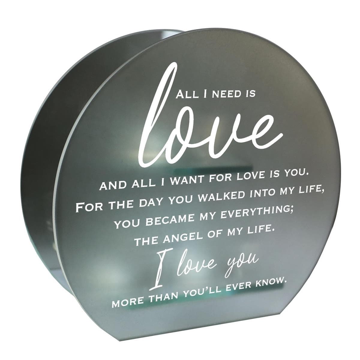 ALL I NEED IS LOVE TEALIGHT CANDLEHOLDER