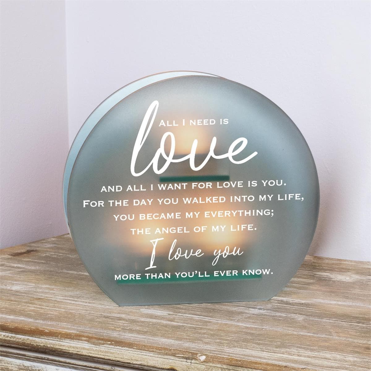 ALL I NEED IS LOVE TEALIGHT CANDLEHOLDER, picture 2