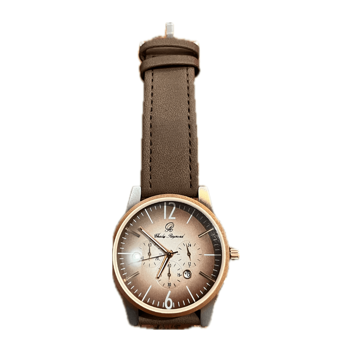 Charles Raymond Genuine Brown Leather Watch With Date, picture 2