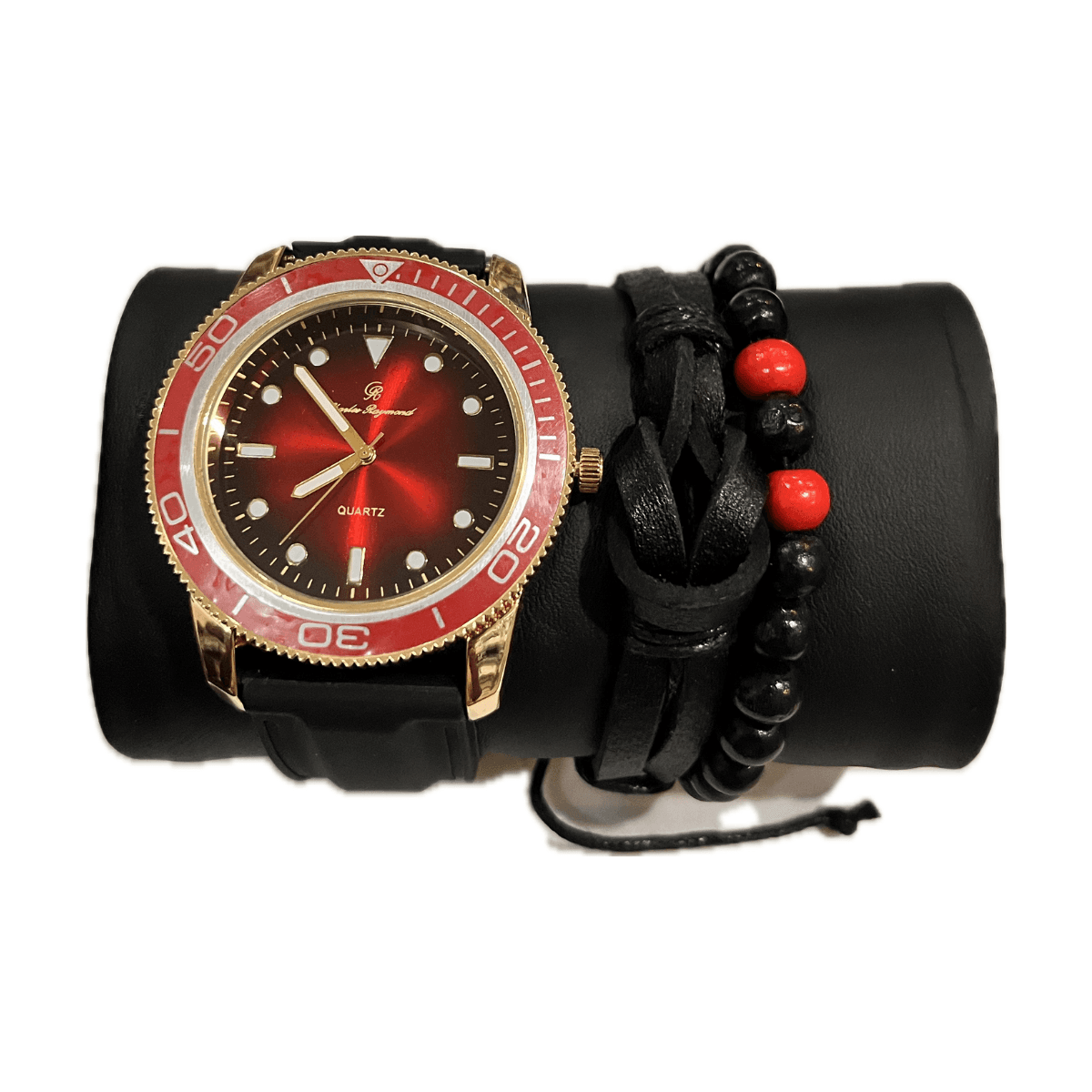 Charles Raymond Men's Silicone Band Watch With Bracelets Set