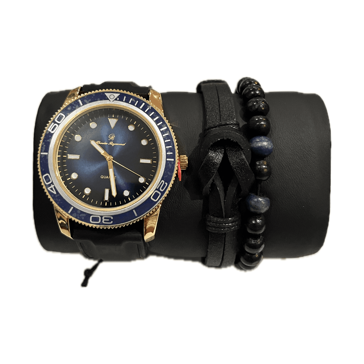 Charles Raymond Men's Silicone Band Watch With Bracelets Set