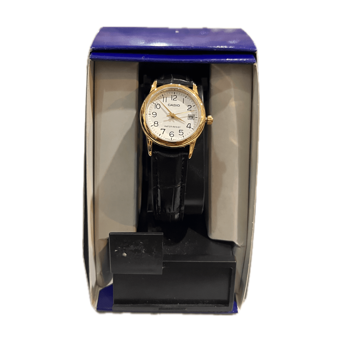 Casio Ladies Fine Black Leather Band With Date Watch