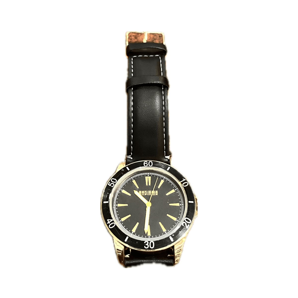 ANDIAMO Men's Black Leather Strap Watch, picture 2