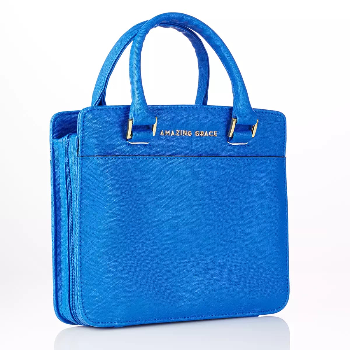 Amazing Grace Large Blue Faux Leather Purse-style Bible Case, picture 3