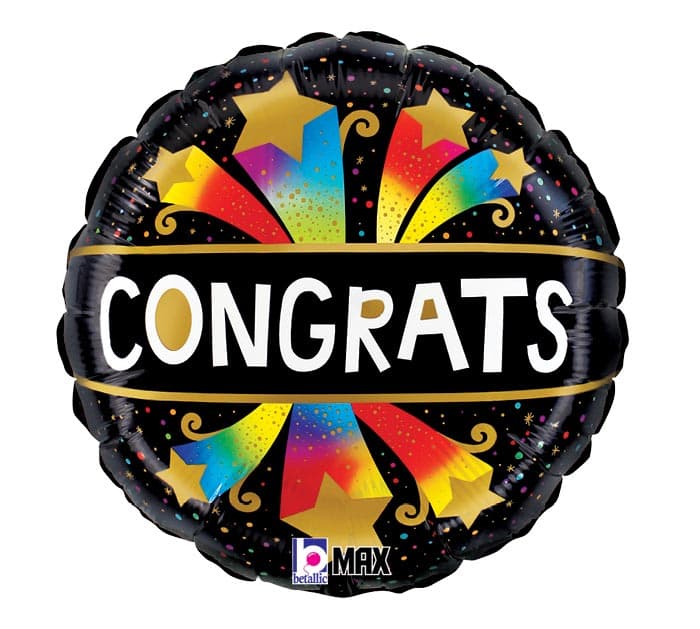 18"PKG CONGRATS BURSTING STARS