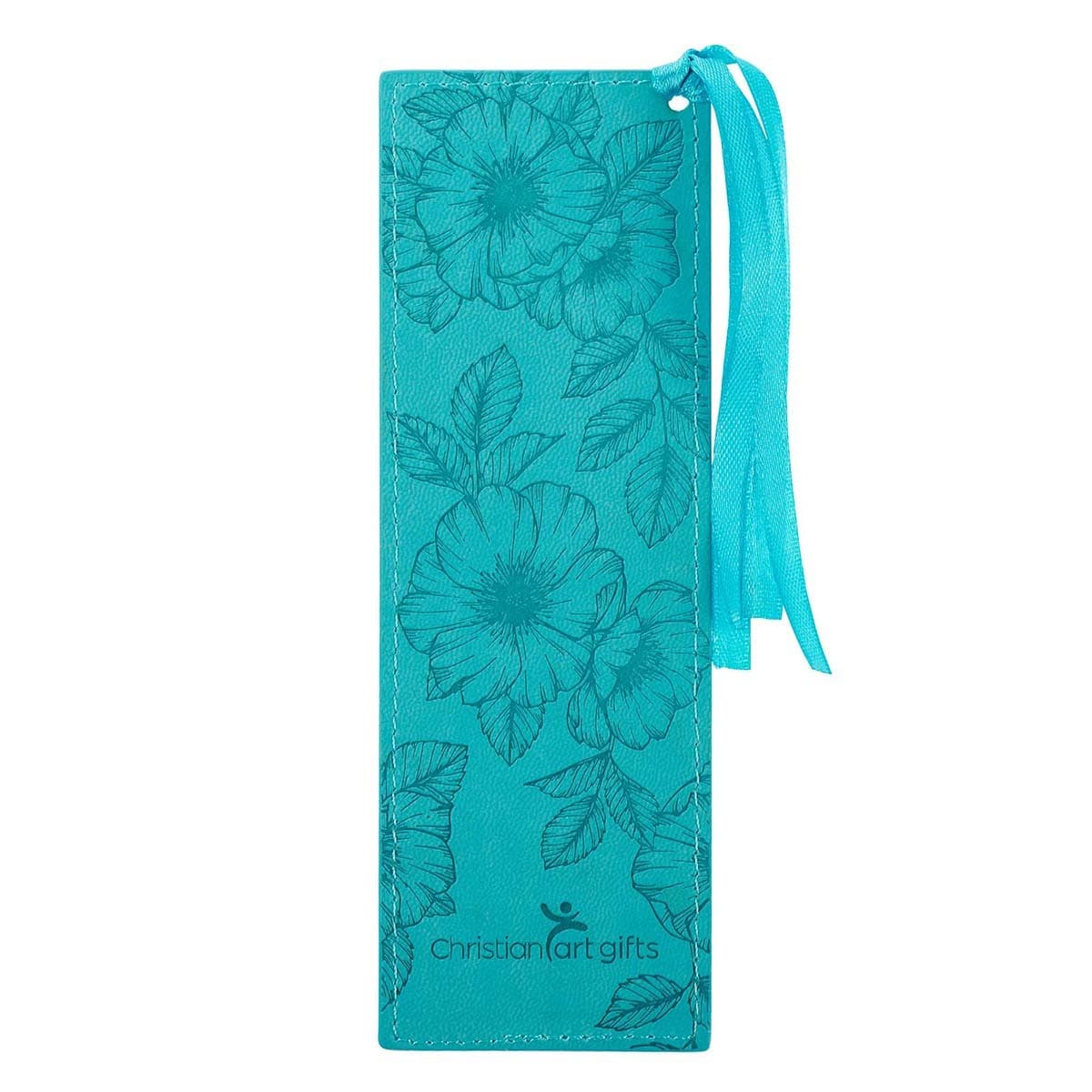 Strength & Dignity - Proverbs 31:25 Teal Faux Leather Bookmark, picture 2