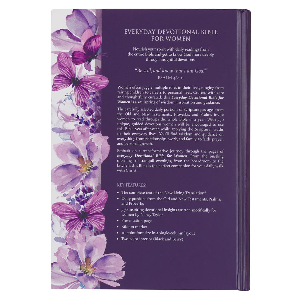 Purple Floral Hardcover NLT Everyday Devotional Bible for Women, picture 2