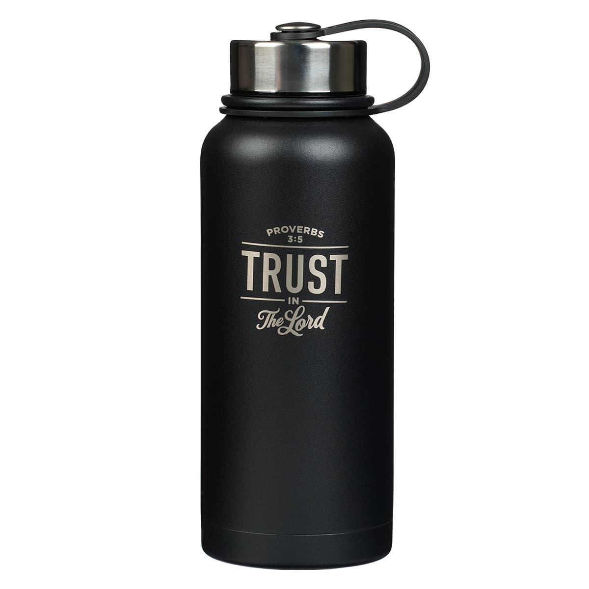 Trust in the Lord - Proverbs 3:5 Black Stainless Steel Water Bottle