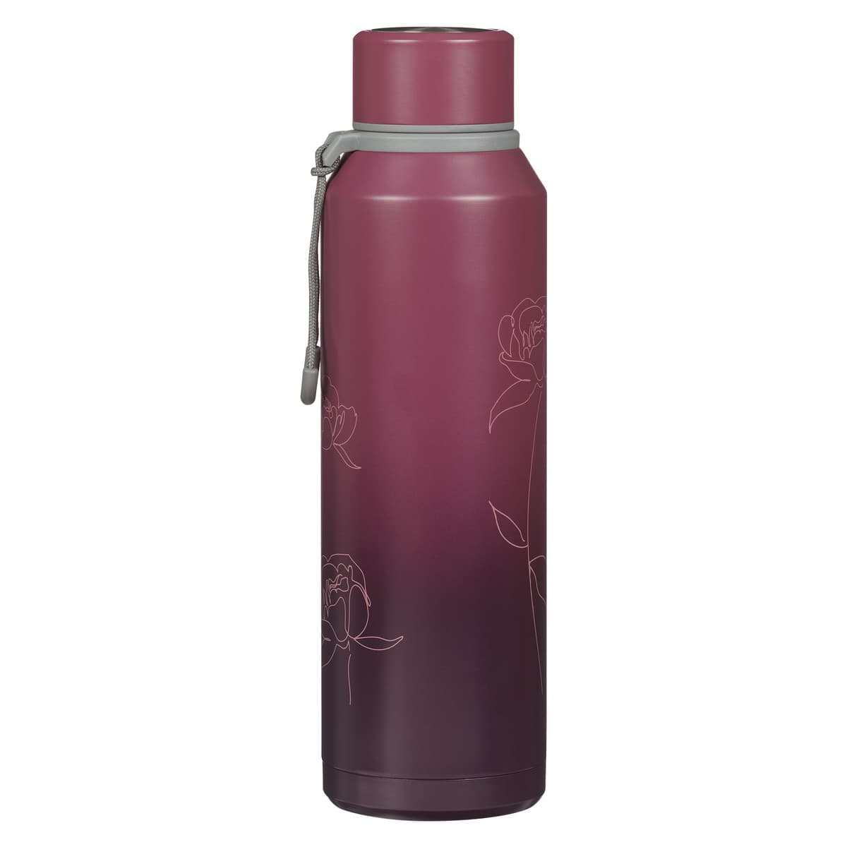Trust in the Lord - Proverbs 3:5 Plum Floral Stainless Steel Water Bottle, picture 2