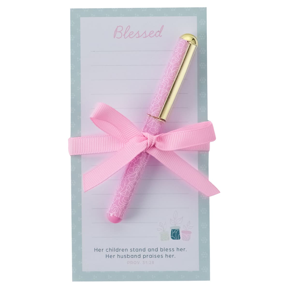 Blessed - Proverbs 31:28 Magnetic Notepad and Pen Gift Set