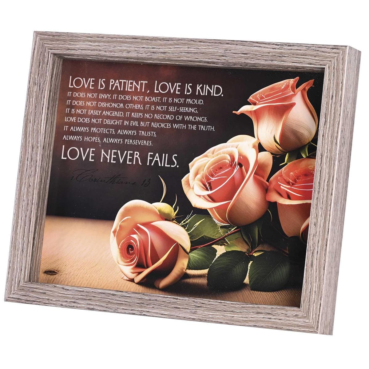 LOVE NEVER FAILS 10X8 FRAMED ART