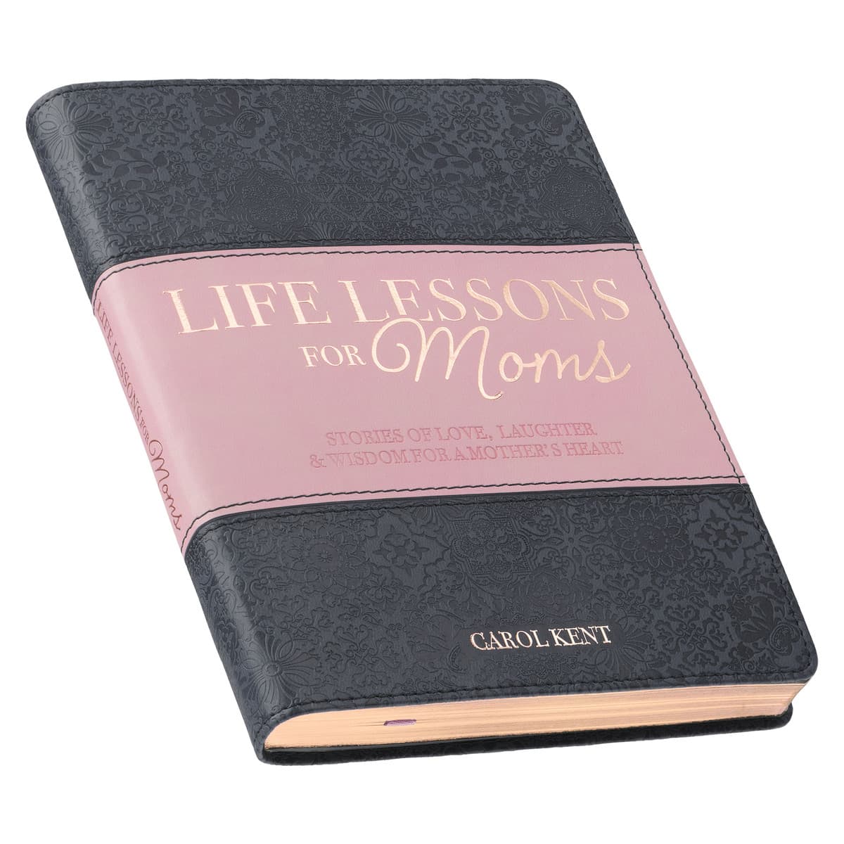 Life Lessons for Moms Gray and Pink Faux Leather Gift Book, picture 3