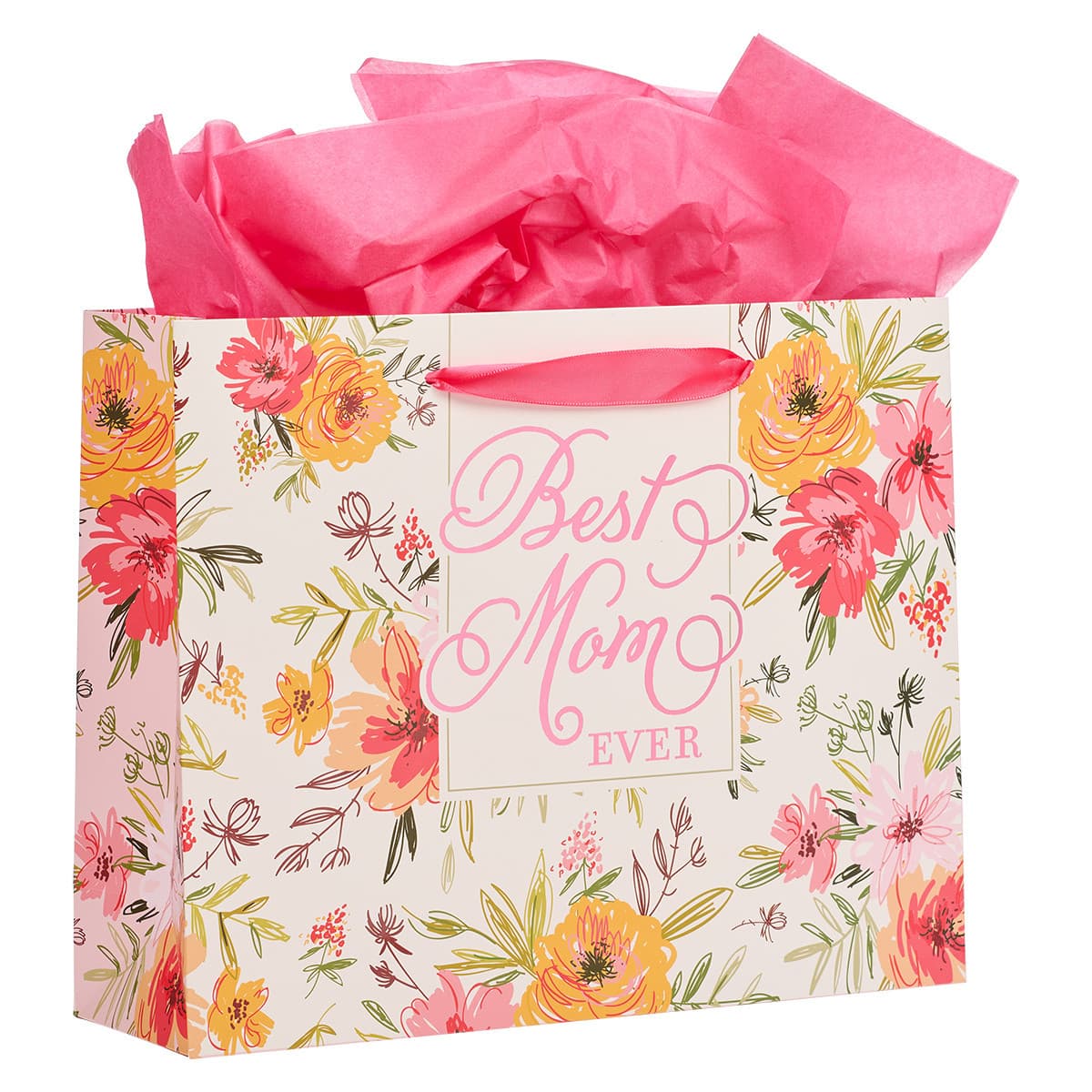 Best Mom Ever - Isaiah 62:4 Pink Floral Large Gift Bag with Card, picture 3