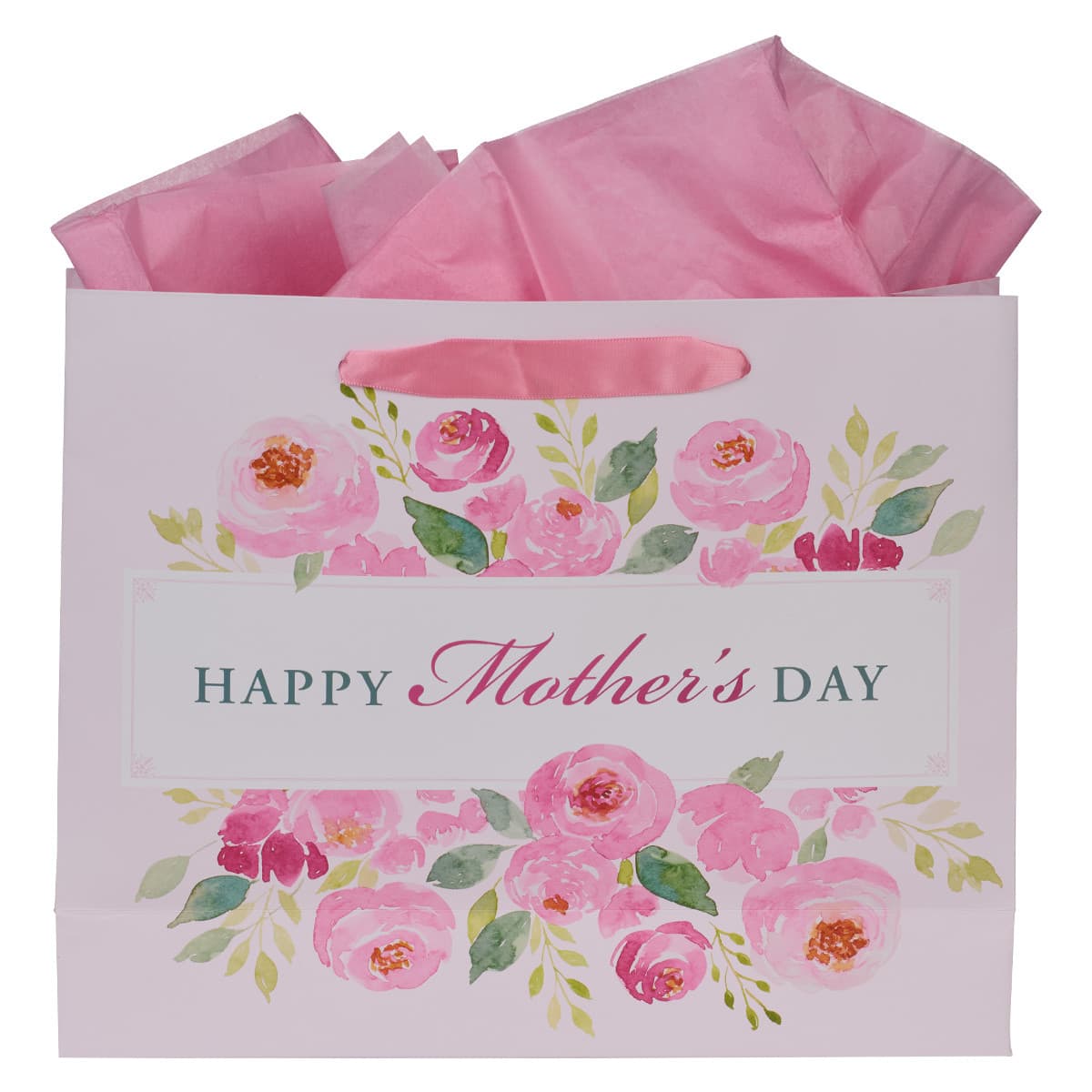 Happy Mother's Day Pink Peony Large Landscape Gift Bag with Card, picture 2