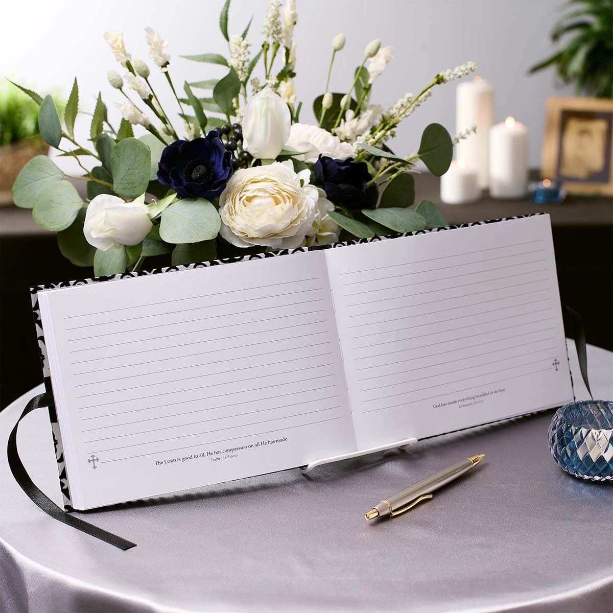 In Loving Memory Black and Silver Memorial Guest Book, picture 5