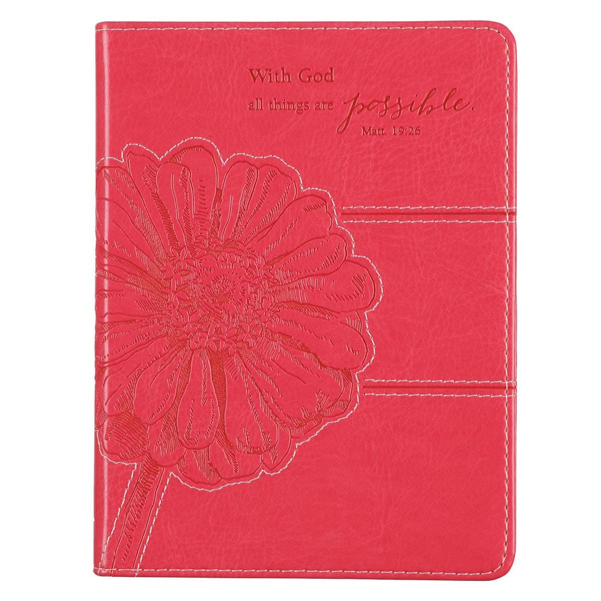 With God All Things Are Possible - Matthew 19:26 Fuchsia Pink Faux Leather Handy-sized Journal