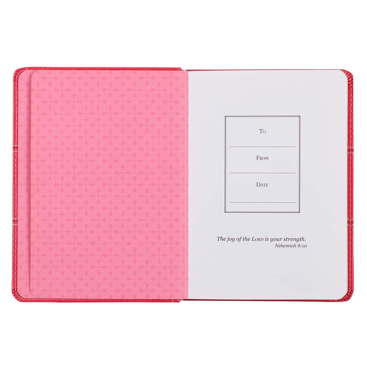 With God All Things Are Possible - Matthew 19:26 Fuchsia Pink Faux Leather Handy-sized Journal, picture 3