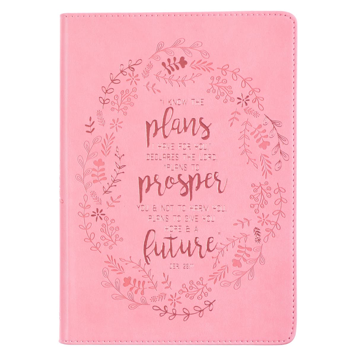I Know the Plans - Jeremiah 29:11 Pink Slimline Faux Leather Journal