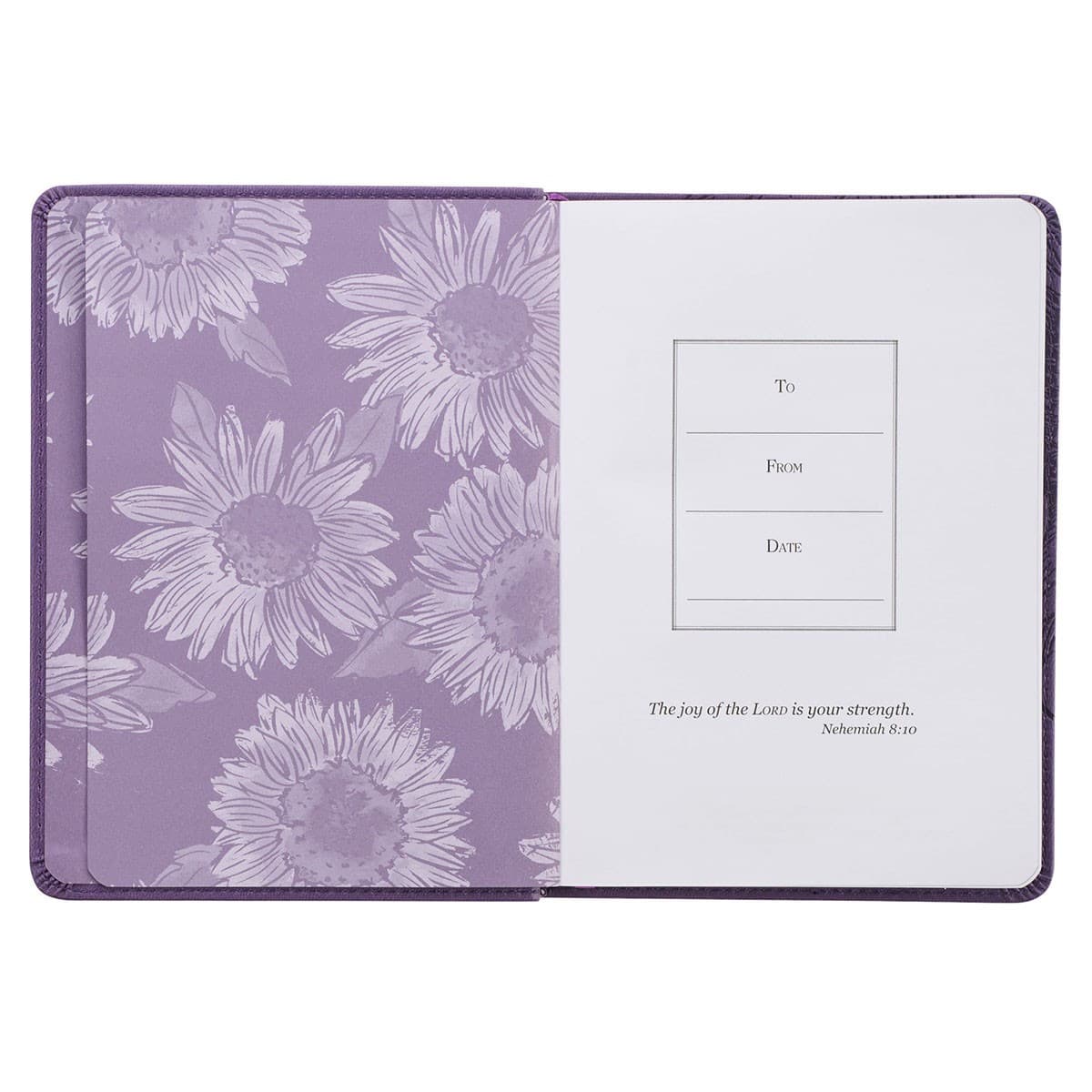 Strength & Dignity - Proverbs 31:25 Purple Sunflower Faux Leather Handy-Sized Journal, picture 3
