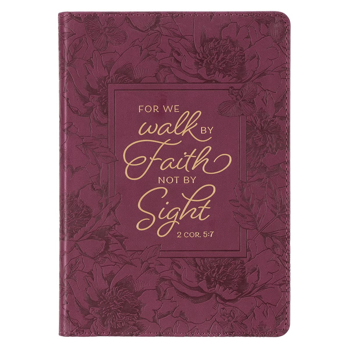 Walk by Faith - 2 Corinthians 5:7 Floral Berry Faux Leather Classic Journal