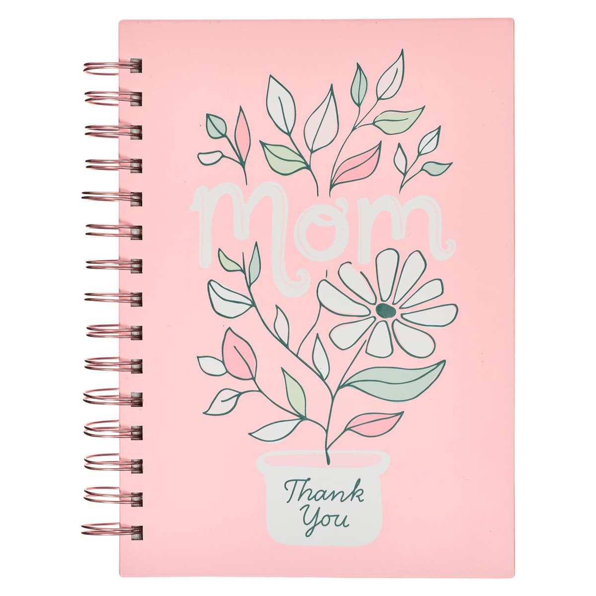 Thank You Mom - 1 Thessalonians 5:16-18 Pink and White Daisy Wirebound Journal