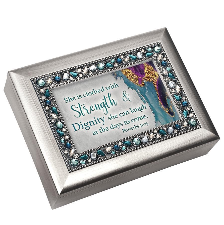 SHE IS CLOTHED JEWELED MUSICAL BOX