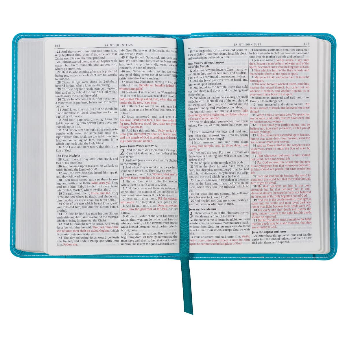 Turquoise Faux Leather Compact King James Version Bible, picture 5