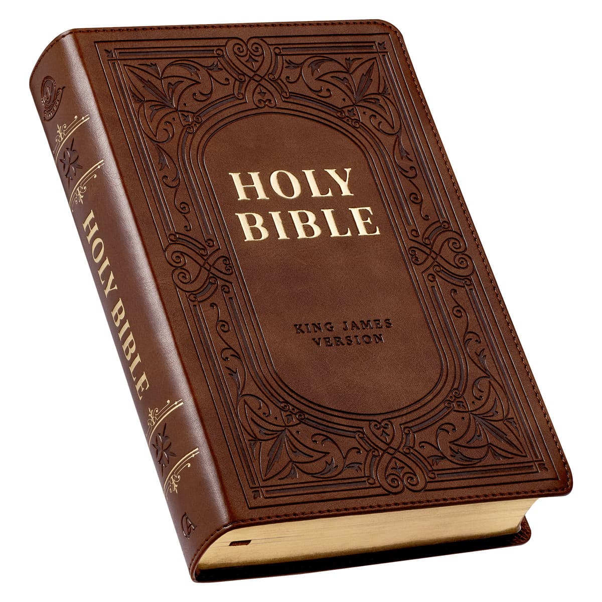 Medium Brown Ivy Faux Leather Giant Print Standard-size Bible with Thumb Index, picture 3