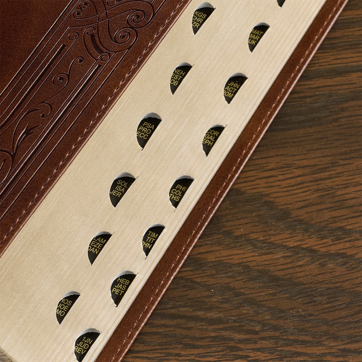 Medium Brown Ivy Faux Leather Giant Print Standard-size Bible with Thumb Index, picture 5